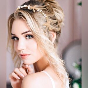 New beautiful Gold Starfish Pearl Headband Bridal ✨✨💕